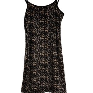 Leopard Print Slip Chemise in Black and Tan